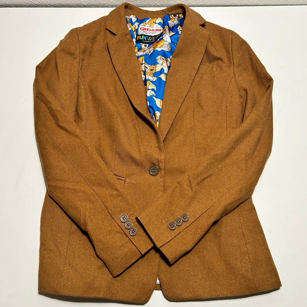 Funwear Gremlins Gizmo Blazer Brown Single Button Retro Movies Women Size 2